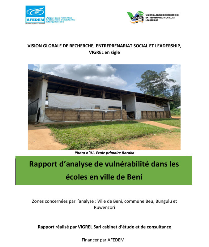 Rapport d’analyse de vulnérabilité dans les  écoles en ville de Beni